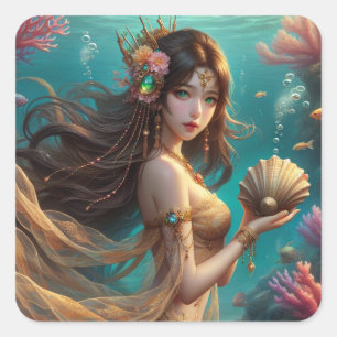 Asia - Mermaid Series Art Collection Square Sticker