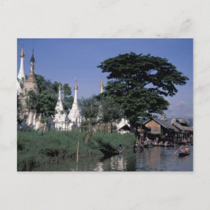 Asia, Myanmar, Inle Lake. A floating market. Postcard
