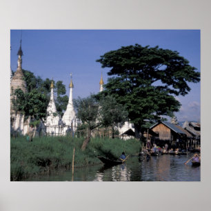 Asia, Myanmar, Inle Lake. A floating market. Poster