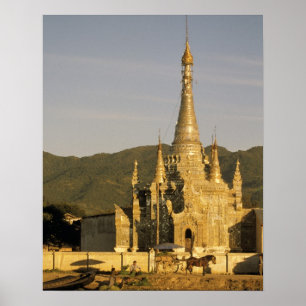 Asia, Myanmar, Inle Lake. Pagodas. Poster