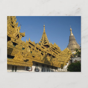 Asia, Myanmar, Yangon. Golden stupa of Shwedagon 2 Postcard