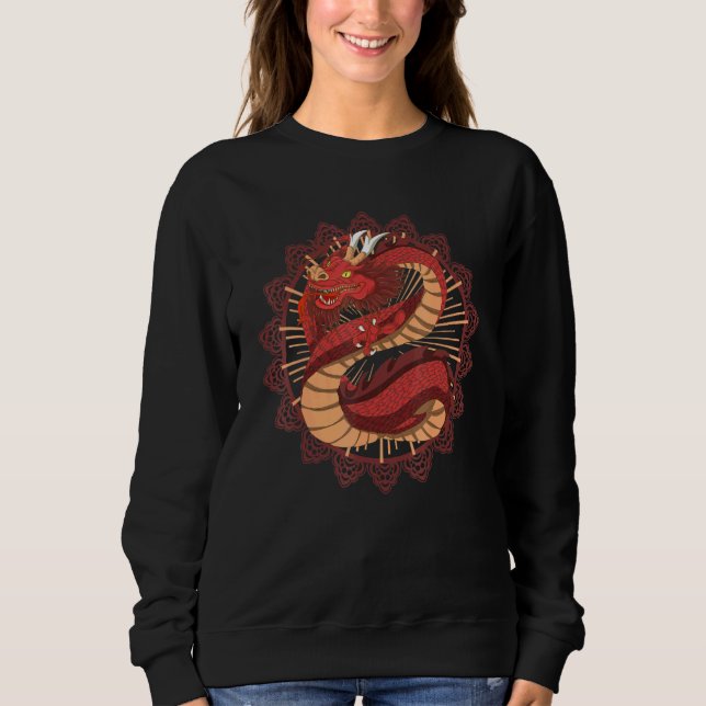 Asia Mythical Creature Fantasy Chinese Dragon Flyi Sweatshirt (Front)