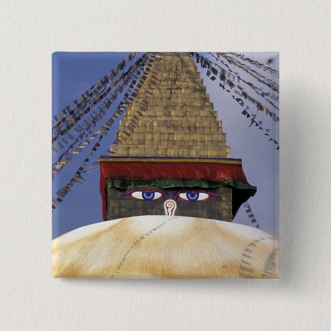 Asia, Nepal, Kathmandu. Bouddhanath Stupa. 2 15 Cm Square Badge (Front)