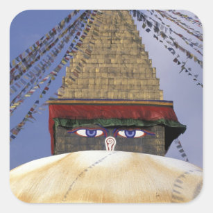 Asia, Nepal, Kathmandu. Bouddhanath Stupa. 2 Square Sticker