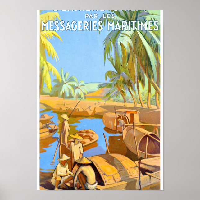 Asia Orient Vintage Travel Poster Restored (Front)