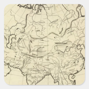 Asia outline map square sticker