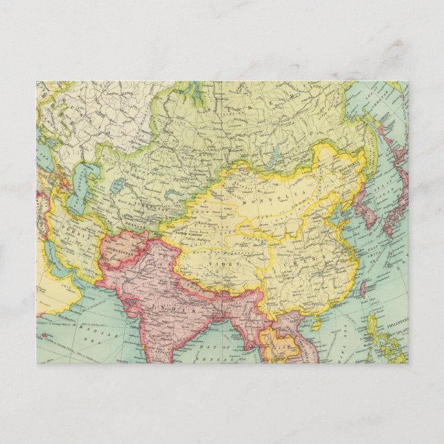 Asia political atlas map postcard (Front)