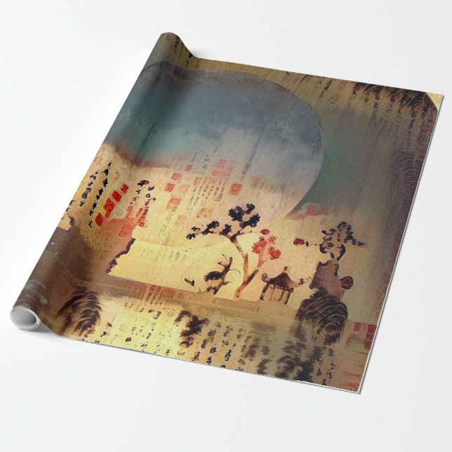 Asia Silhouettes Wrapping Paper (Unrolled)