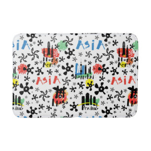 Asia   Symbols Pattern Bath Mat