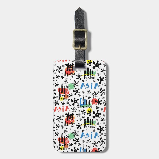 Asia | Symbols Pattern Luggage Tag (Front Vertical)