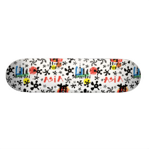 Asia   Symbols Pattern Skateboard