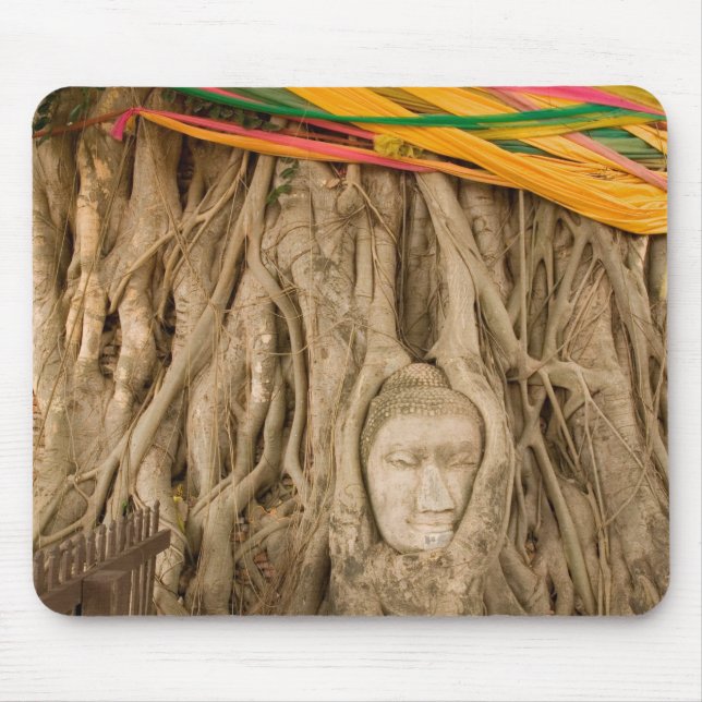 Asia, Thailand, Siam, Buddha in tree ruts at Mouse Pad (Front)