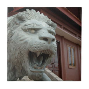 Asia, Vietnam. Lion sculpture at Chau Doc Tile