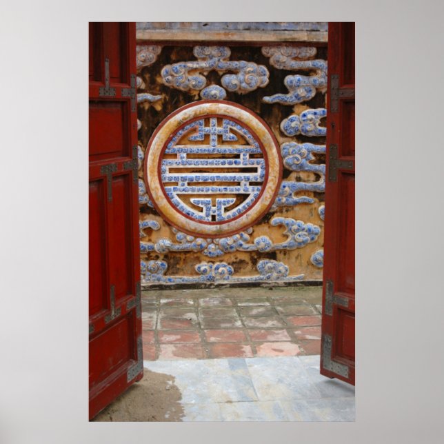 Asia, Vietnam. Ornate wall at the Citadel Poster (Front)