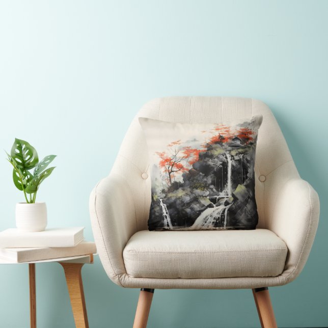 Asia Waterfall Landscape Cushion (Chair)