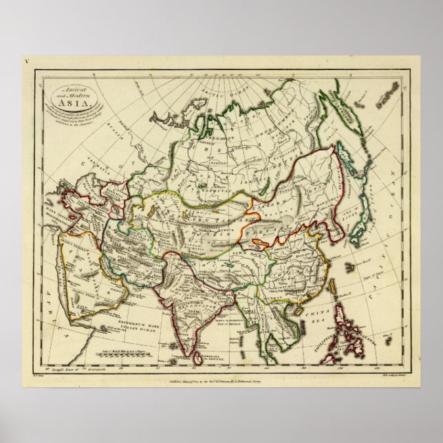 Asia with boundaries outlined poster (Front)