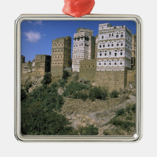 Asia, Yemen, Al Hajjara. Buildings and only Metal Tree Decoration