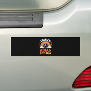 Asian and Gay Queer Asian Chinese Korean Japanese Bumper Sticker