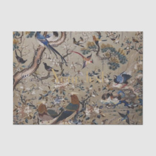 Asian,antique,silk,Painting,nature,Birds,vintage,c Tissue Paper
