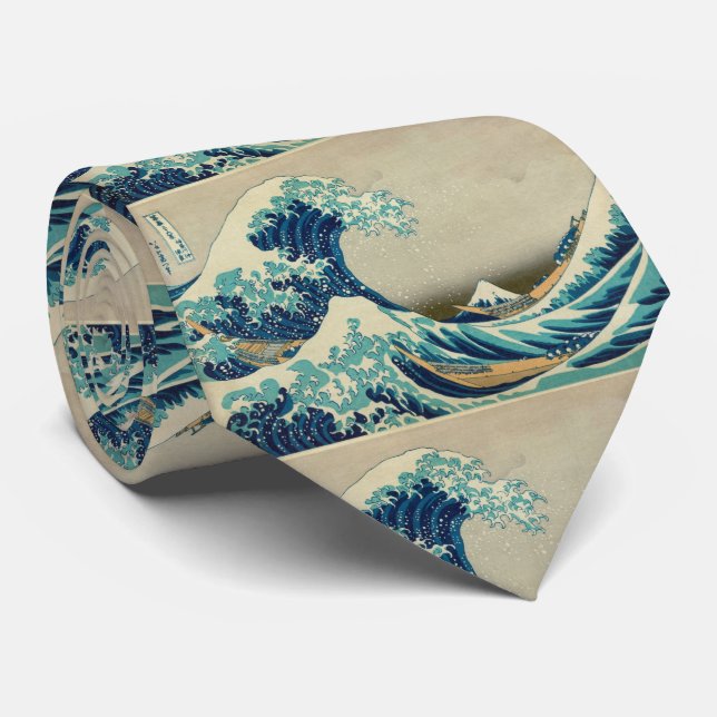 Asian Art - The Great Wave off Kanagawa Tie (Rolled)