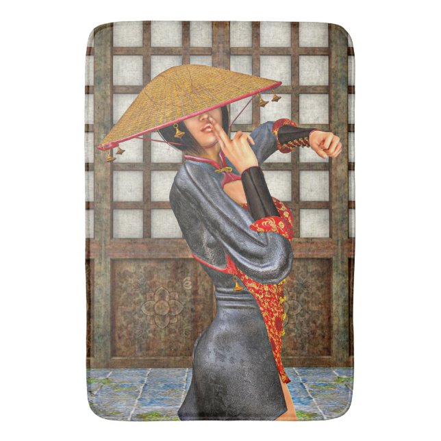 Asian Battle Woman Bath Mat (Front Vertical)