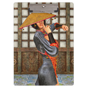 Asian Battle Woman Clipboard