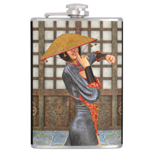 Asian Battle Woman Hip Flask