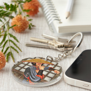 Asian Battle Woman Key Ring