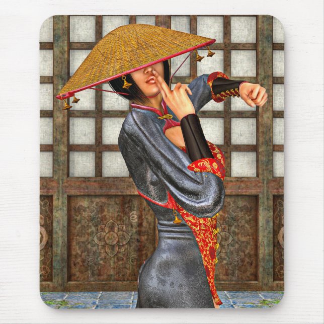 Asian Battle Woman Mouse Pad (Front)