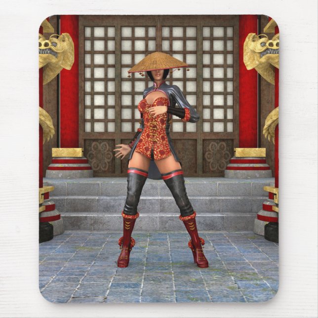 Asian Battle Woman Mouse Pad (Front)