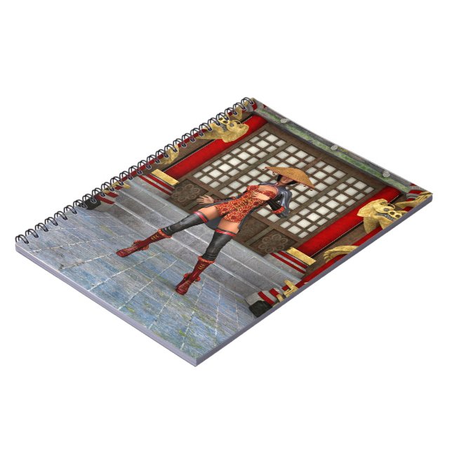 Asian Battle Woman Spiral Notebook (Left Side)
