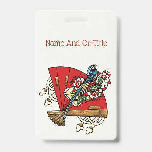Asian Bird Deco ID Badge