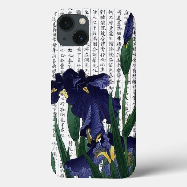 Asian Blue Iris on Kanji Background Case-Mate iPhone Case (Back)