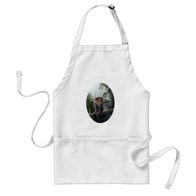 Asian Boy Fishing Standard Apron (Front)