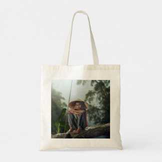 Asian Boy Fishing Tote Bag