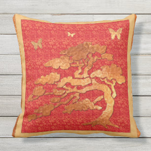 Asian Brocade & Tree Cushion