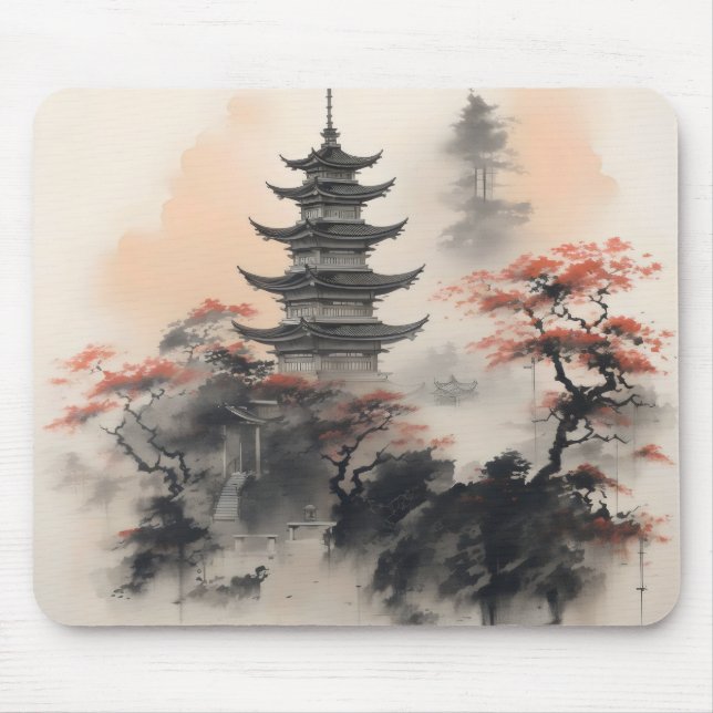 Asian Building Nature Mouse Pad (Front)