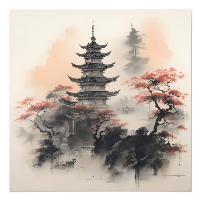 Asian Building Nature Photo Print (Front)