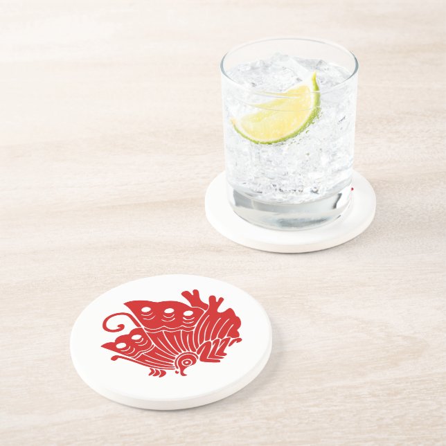 Asian Butterfly Japanese Kamon Design Coaster (Side)