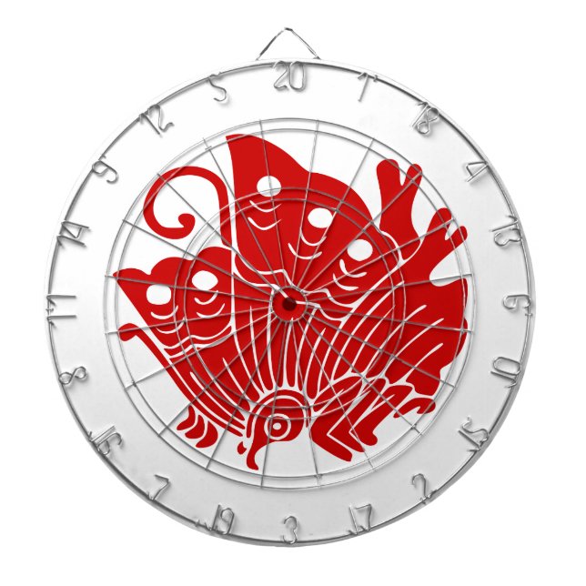 Asian Butterfly Japanese Kamon Design Dartboard (Front)