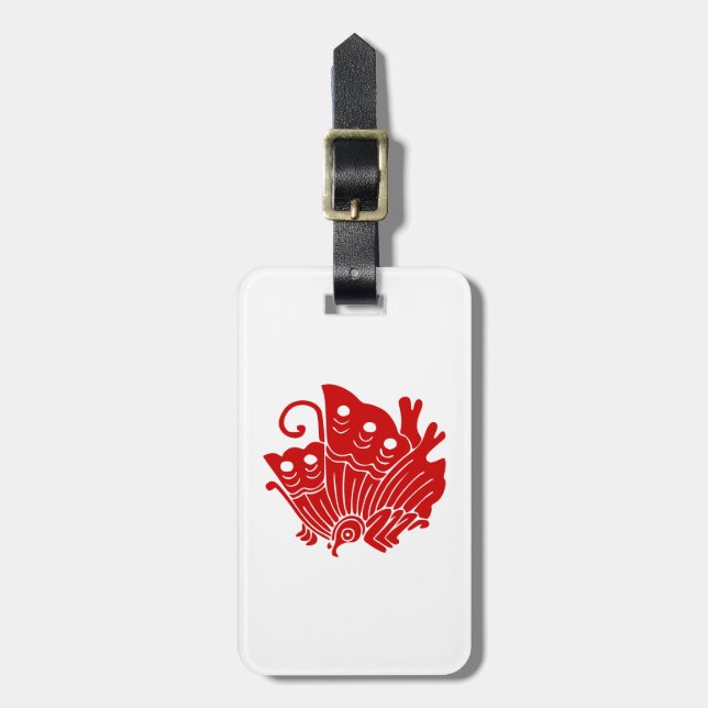 Asian Butterfly Japanese Kamon Design Luggage Tag (Front Vertical)