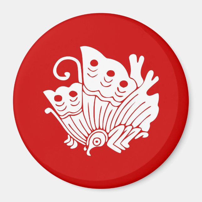 Asian Butterfly Japanese Kamon Design Magnet (Front)