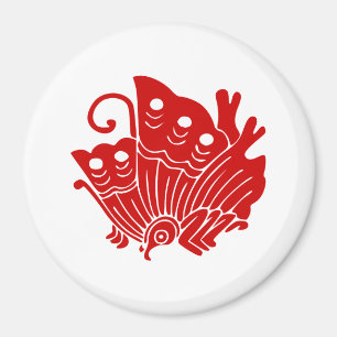 Asian Butterfly Japanese Kamon Design Magnet