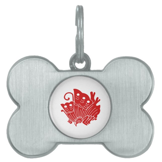 Asian Butterfly Japanese Kamon Design Pet Name Tag (Front)