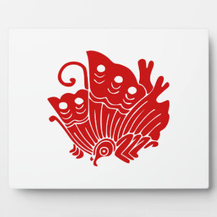 Asian Butterfly Japanese Kamon Design Plaque
