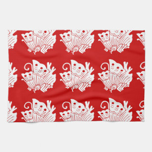 Asian Butterfly Japanese Kamon Design Tea Towel