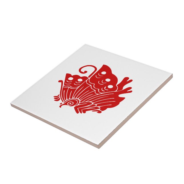 Asian Butterfly Japanese Kamon Design Tile (Side)