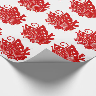 Asian Butterfly Japanese Kamon Design Wrapping Paper