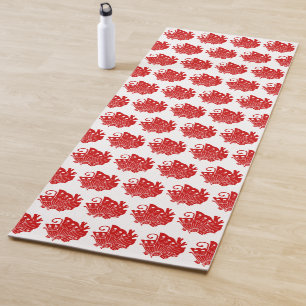 Asian Butterfly Japanese Kamon Design Yoga Mat