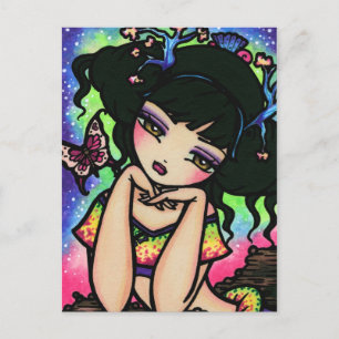 Asian Butterfly Mermaid Fairy Fantasy Art Girl Postcard